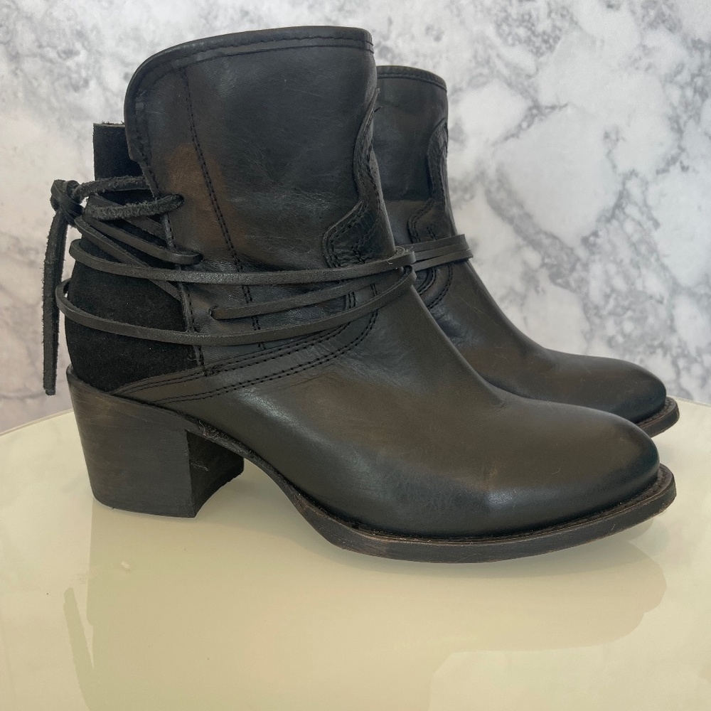 "Casey" Freebird by Steven - Black Leather Ankle Boots